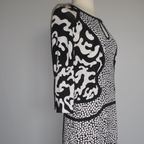 Diane von Furstenberg Black White Rose Heart Firebird Mosaic Silk Mini Dress 8 - Picture 4 of 13